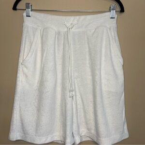 Women's White Drawstring Terrycloth Shirts Size XS